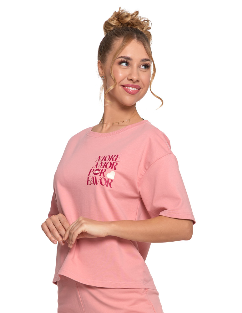 Koszulki i topy - T-shirt damski o luźnym kroju z napisami RÓŻOWY - produkt moraj.pl 9