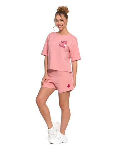 Koszulki i topy - T-shirt damski o luźnym kroju z napisami RÓŻOWY - produkt 13