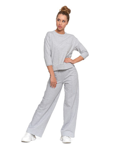 Bluzy - Bluza damska z kieszonką o luźnym kroju SZARY - produkt 9