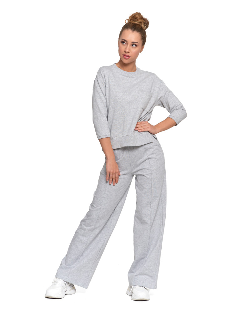 Bluzy - Bluza damska z kieszonką o luźnym kroju SZARY - produkt moraj.pl 9