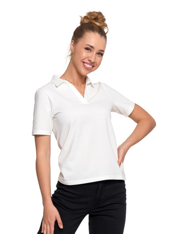 Polo - Damska koszulka polo z kołnierzykiem BIAŁY - produkt 4