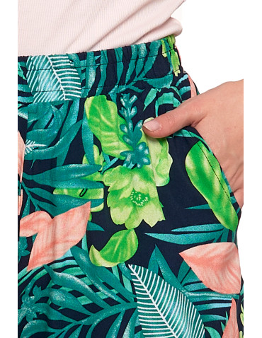 Szorty - Damskie szorty wzorzyste z gumką w pasie ZIELONY - produkt 8