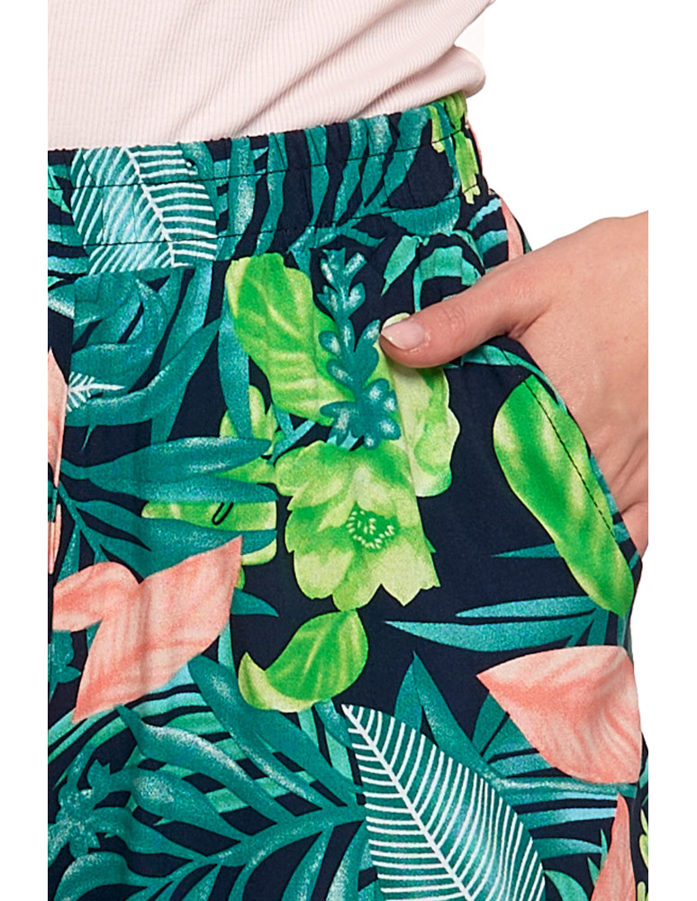 Szorty - Damskie szorty wzorzyste z gumką w pasie ZIELONY - produkt moraj.pl 8