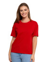 T-shirt damski z bawełny klasyczny z efektem peach touch CZERWONY