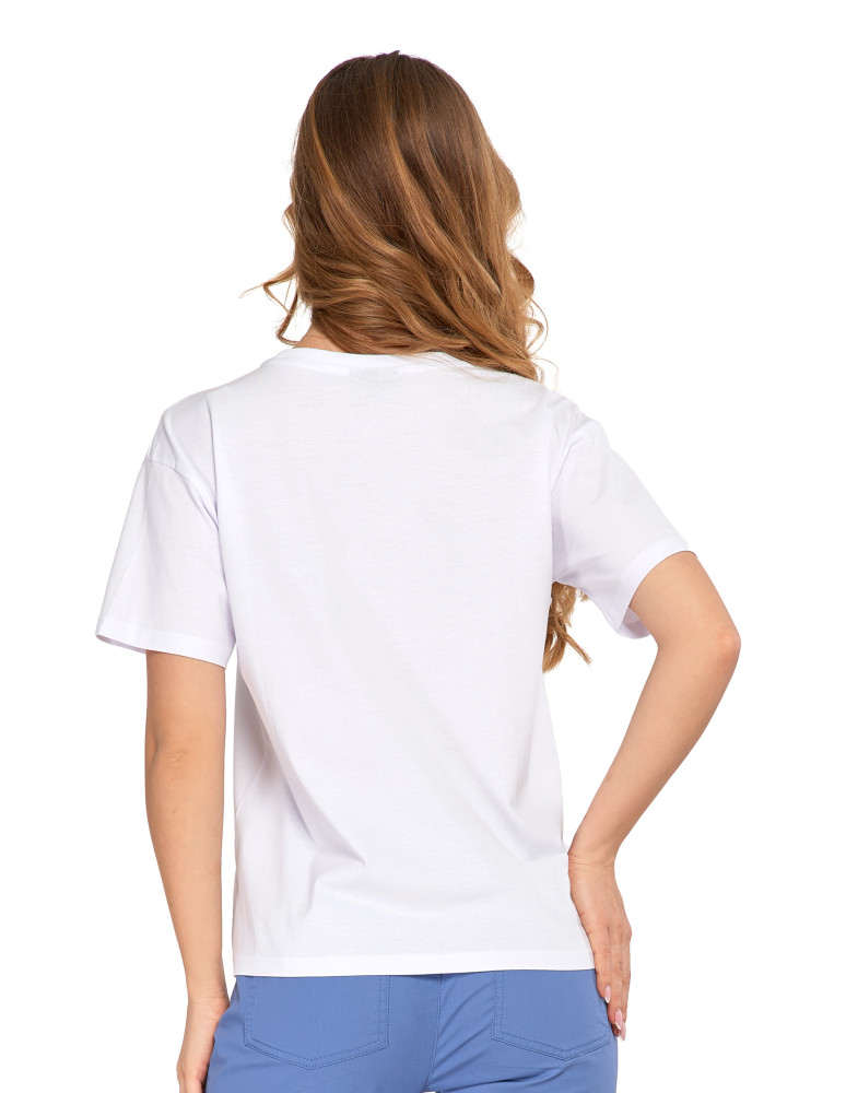 Koszulki i topy - T-shirt damski z bawełny klasyczny z efektem peach touch BIAŁY - produkt moraj.pl 2