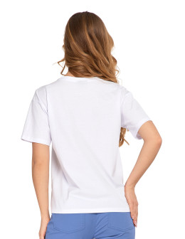 T-shirt damski z bawełny klasyczny z efektem peach touch  - produkt 2