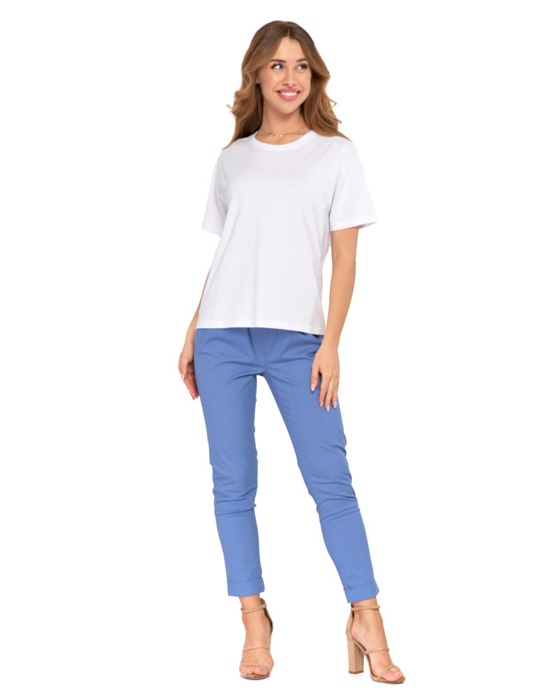 Koszulki i topy - T-shirt damski z bawełny klasyczny z efektem peach touch BIAŁY - produkt moraj.pl 3
