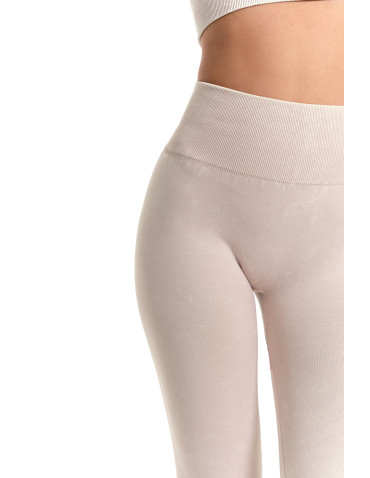 Legginsy - Legginsy damskie bezszwowe z wysokim stanem sportowe BEŻOWY - produkt 5