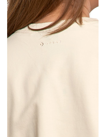 Bluzy - Bluza dresowa damska z rękawem 3/4 i rozcięciem po bokach KREMOWY - produkt 6