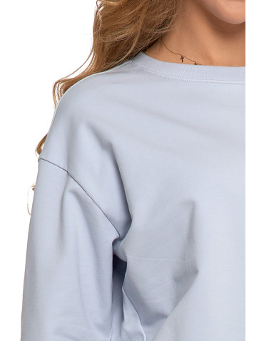 Bluzy - Bluza dresowa damska z rękawem 3/4 i rozcięciem po bokach JASNY NIEBIESKI - produkt 5