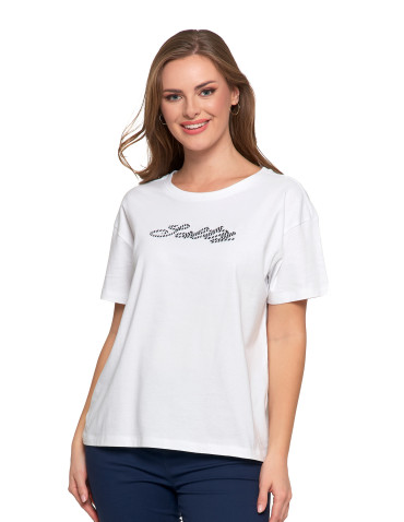Koszulki i topy - Koszulka damska z krótkim rekawem T-shirt regular BIAŁY - produkt 1
