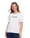 Koszulka damska z krótkim rekawem T-shirt regular BIAŁY
