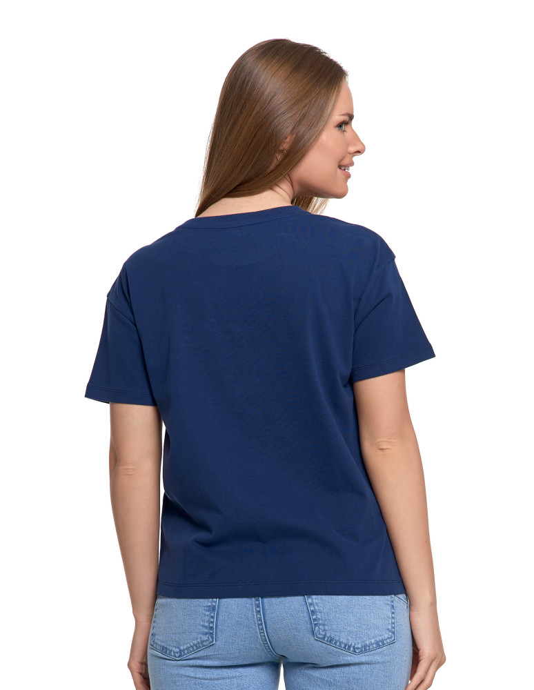 Koszulki i topy - Koszulka damska z krótkim rekawem T-shirt regular GRANATOWY - produkt moraj.pl 2