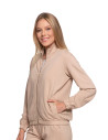 Bluza damska ze stójką na suwak i kieszeniami BEŻOWY