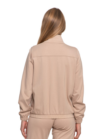 Bluzy - Bluza damska ze stójką na suwak i kieszeniami BEŻOWY - produkt 3