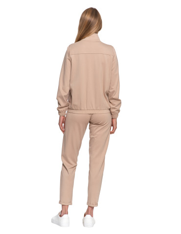 Bluzy - Bluza damska ze stójką na suwak i kieszeniami BEŻOWY - produkt 12