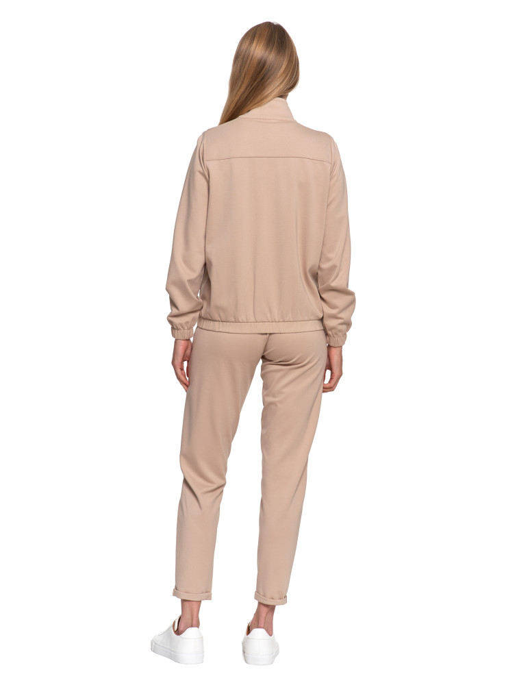 Bluzy - Bluza damska ze stójką na suwak i kieszeniami BEŻOWY - produkt moraj.pl 12
