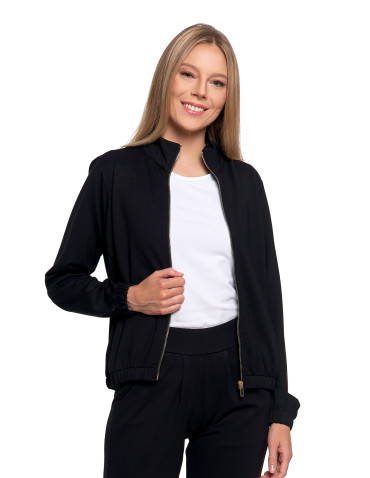 Bluzy - Bluza damska ze stójką na suwak i kieszeniami CZARNY - produkt 2