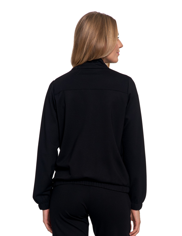 Bluzy - Bluza damska ze stójką na suwak i kieszeniami CZARNY - produkt moraj.pl 3
