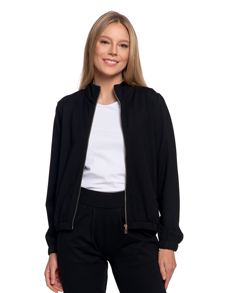 Bluzy - Bluza damska ze stójką na suwak i kieszeniami CZARNY - produkt moraj.pl 7