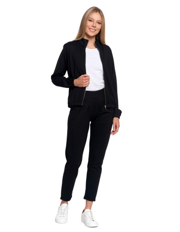 Bluzy - Bluza damska ze stójką na suwak i kieszeniami CZARNY - produkt 8