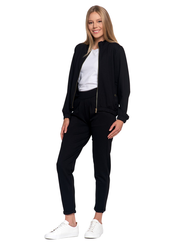 Bluzy - Bluza damska ze stójką na suwak i kieszeniami CZARNY - produkt moraj.pl 10