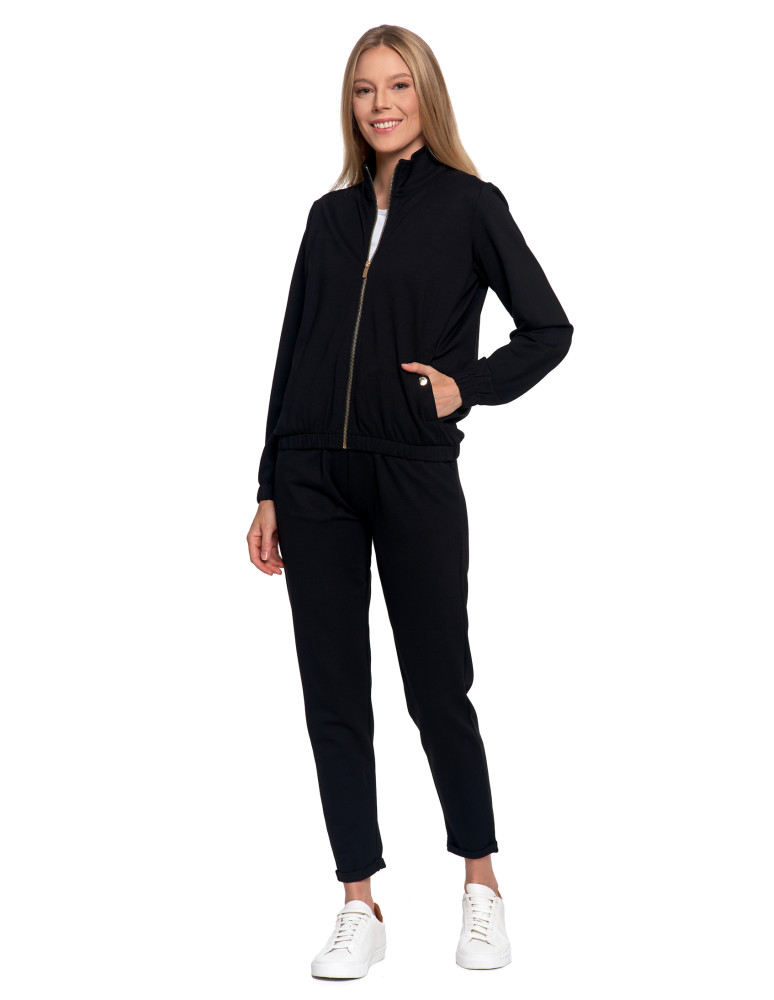 Bluzy - Bluza damska ze stójką na suwak i kieszeniami CZARNY - produkt moraj.pl 11