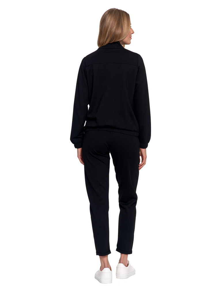 Bluzy - Bluza damska ze stójką na suwak i kieszeniami CZARNY - produkt moraj.pl 12