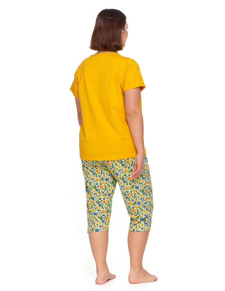 Krótki rękaw - Piżama damska z krótkim rękawem Plus Size bawełniana ŻÓŁTY - produkt moraj.pl 2