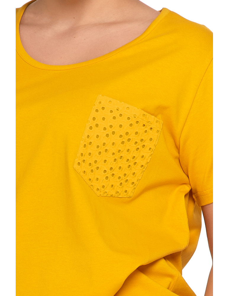 Krótki rękaw - Piżama damska z krótkim rękawem Plus Size bawełniana ŻÓŁTY - produkt moraj.pl 3