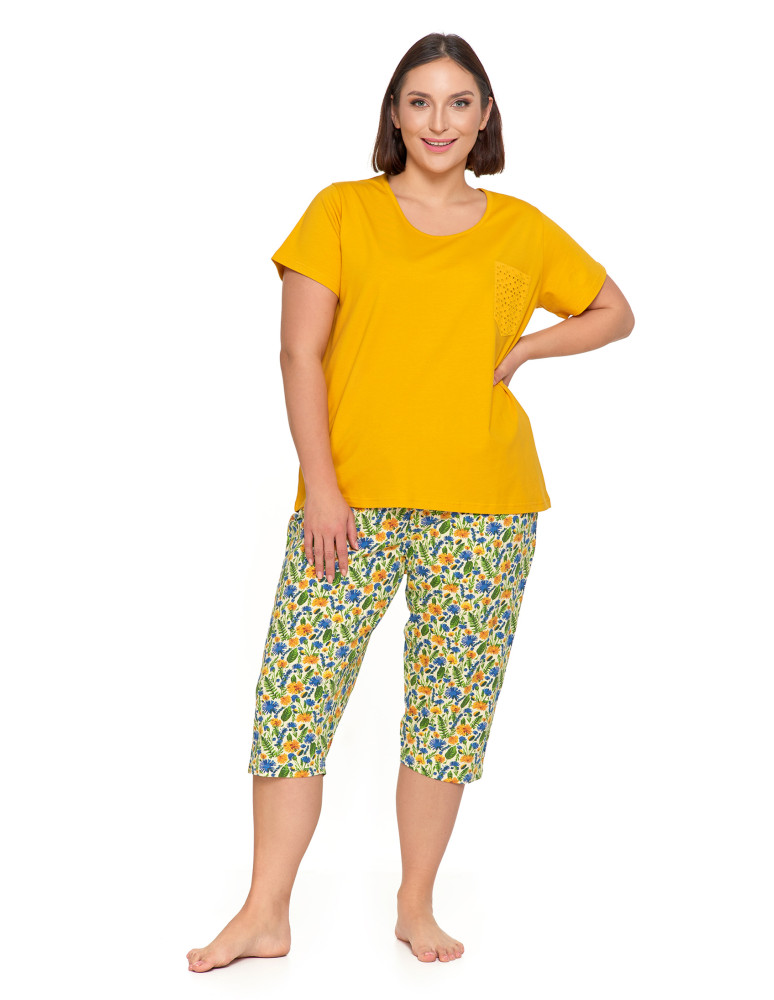 Krótki rękaw - Piżama damska z krótkim rękawem Plus Size bawełniana ŻÓŁTY - produkt moraj.pl 5