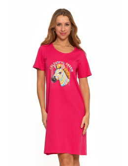 Koszula nocna damska z krótkim rękawem z nadrukiem zebry