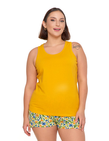 Na ramiączkach - Piżama damska dwuczęściowa na ramiączkach Plus Size ŻÓŁTY - produkt 1