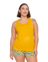 Piżama damska dwuczęściowa na ramiączkach Plus Size ŻÓŁTY
