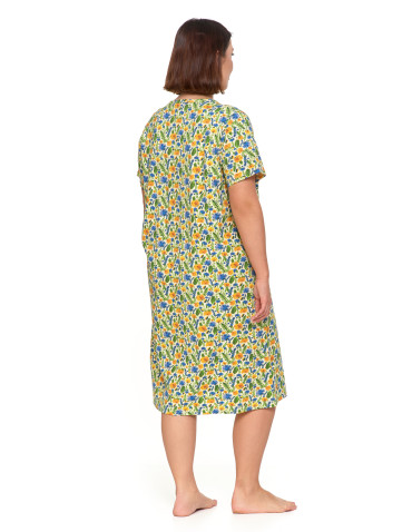 Koszule nocne - Damska koszula nocna rozpinana z krótkim rękawem Plus Size ŻÓŁTY - produkt 2