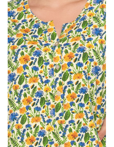 Koszule nocne - Damska koszula nocna rozpinana z krótkim rękawem Plus Size ŻÓŁTY - produkt 3