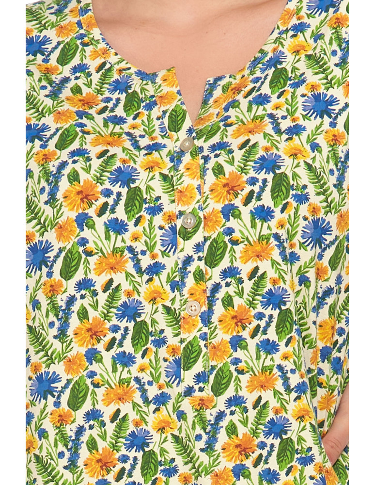 Koszule nocne - Damska koszula nocna rozpinana z krótkim rękawem Plus Size ŻÓŁTY - produkt moraj.pl 3