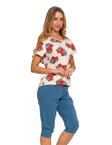 Krótki rękaw - Piżama damska z krótkim rękawem Plus Size i nadrukiem RÓŻOWY - produkt 2