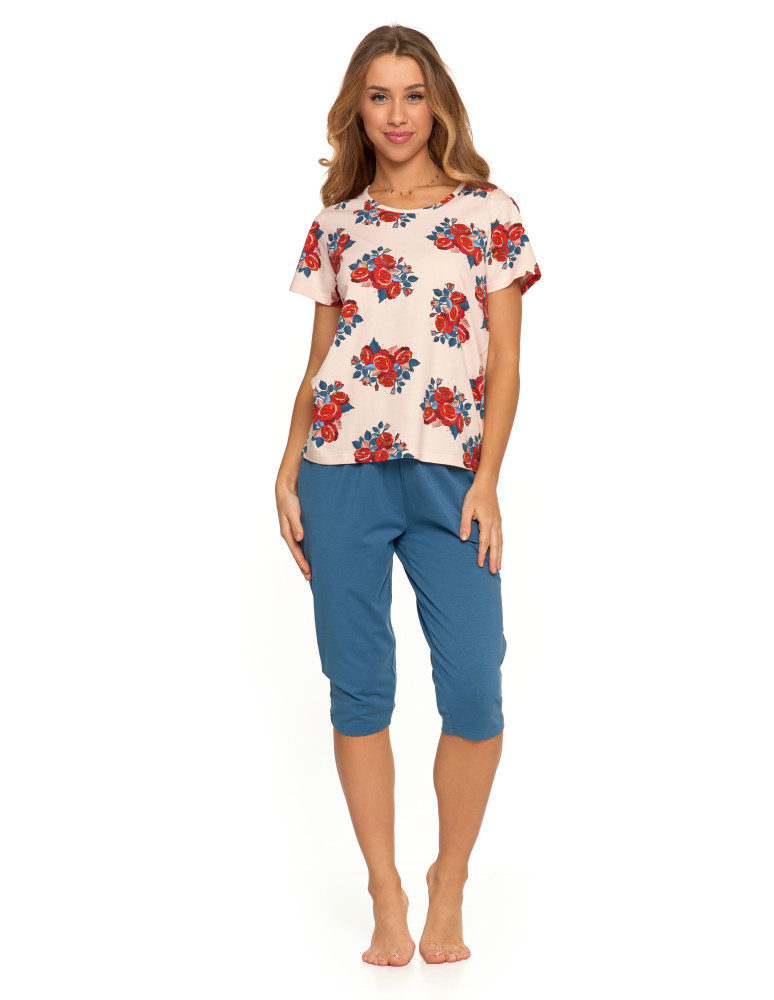 Krótki rękaw - Piżama damska z krótkim rękawem Plus Size i nadrukiem RÓŻOWY - produkt moraj.pl 3