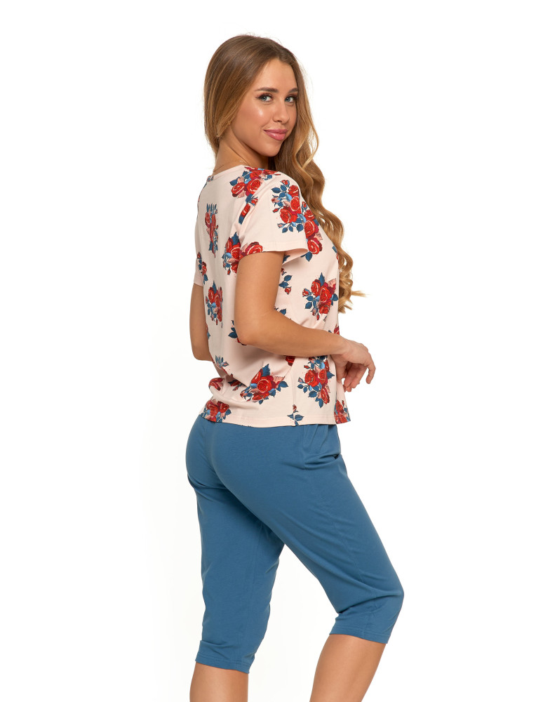 Krótki rękaw - Piżama damska z krótkim rękawem Plus Size i nadrukiem RÓŻOWY - produkt moraj.pl 5