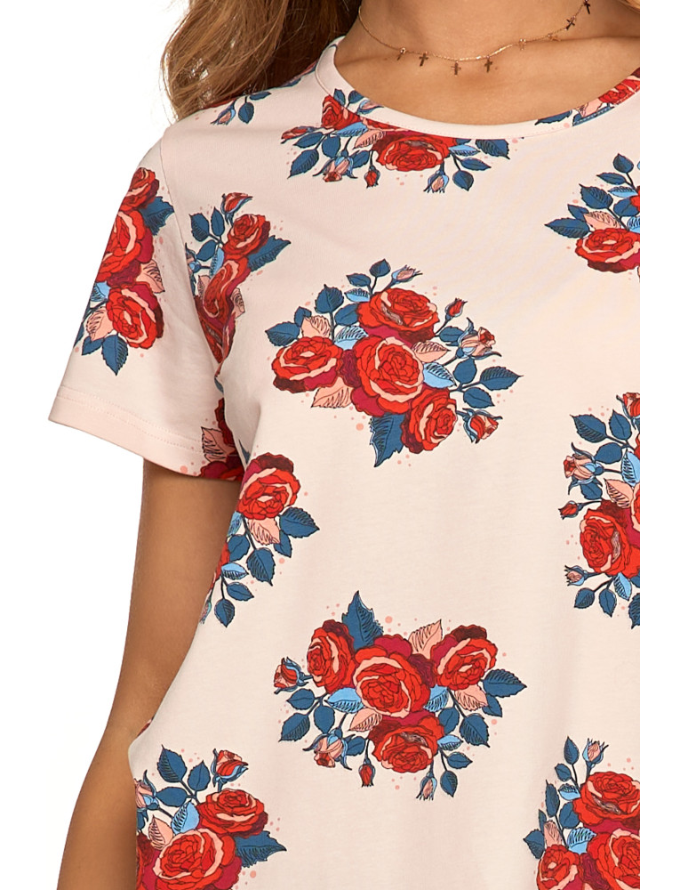 Krótki rękaw - Piżama damska z krótkim rękawem Plus Size i nadrukiem RÓŻOWY - produkt moraj.pl 6