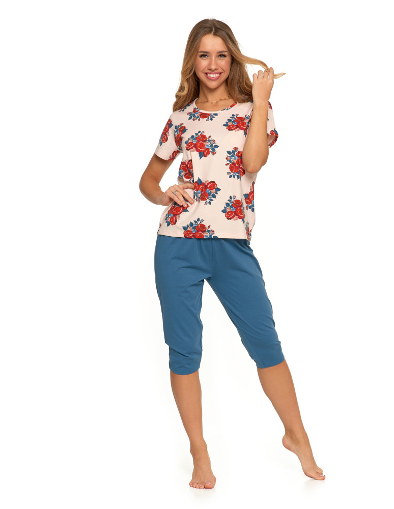 Krótki rękaw - Piżama damska z krótkim rękawem Plus Size i nadrukiem RÓŻOWY - produkt moraj.pl 8
