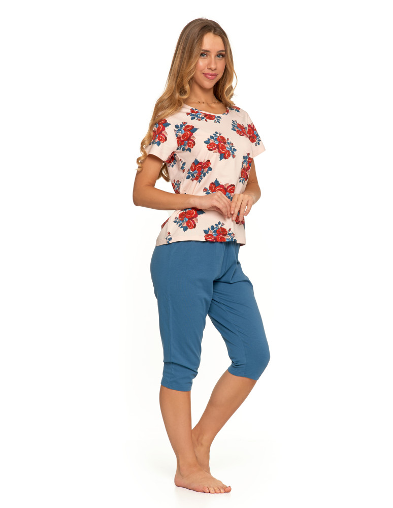 Krótki rękaw - Piżama damska z krótkim rękawem Plus Size i nadrukiem RÓŻOWY - produkt moraj.pl 9