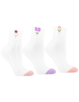 Skarpetki damskie za kostkę z kwiatowym wzorem 3-pak