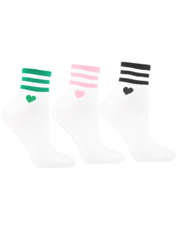 Skarpetki damskie za kostkę z serduszkiem i paskami 3-pak