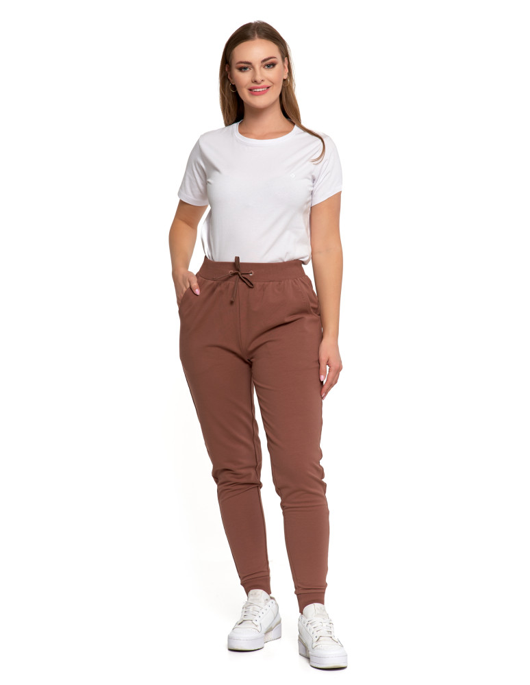 Spodnie - Spodnie damskie dresowe basic JASNY BRĄZOWY - produkt moraj.pl 1