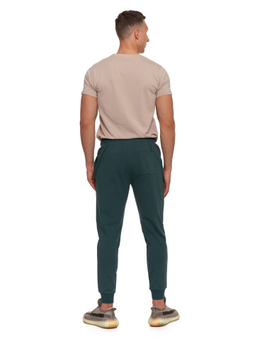 Spodnie - Męskie spodnie dresowe z kieszeniami i ściągaczem KHAKI - produkt 2