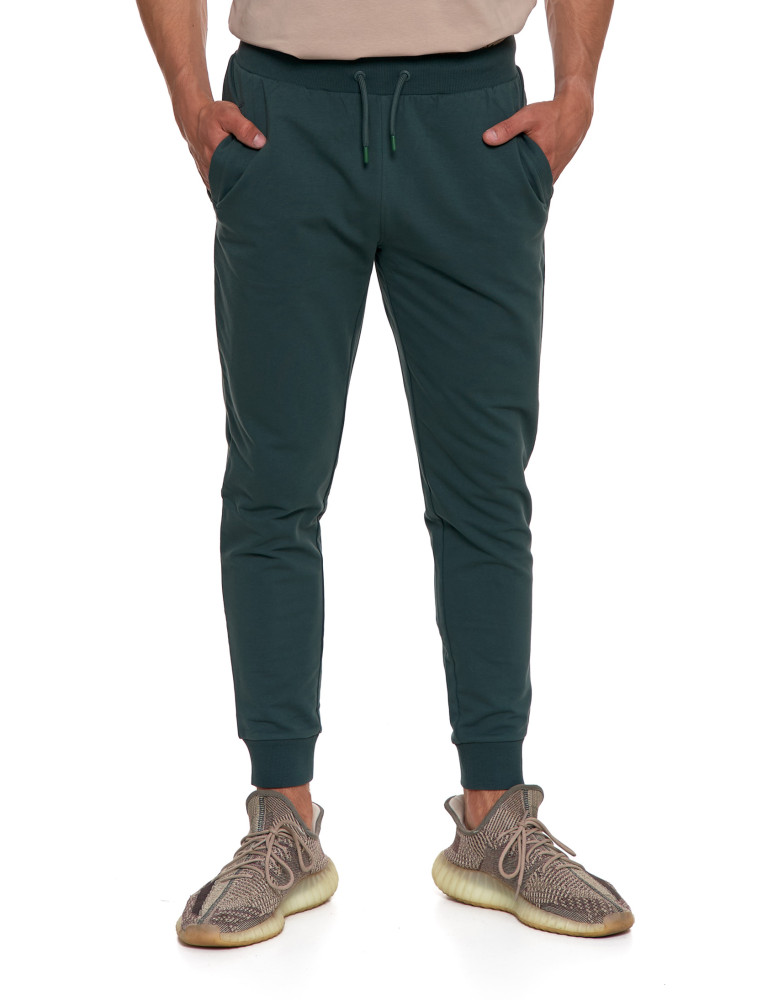 Spodnie - Męskie spodnie dresowe z kieszeniami i ściągaczem KHAKI - produkt moraj.pl 7