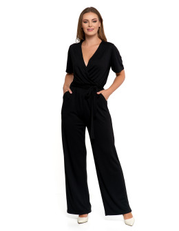 Kombinezon damski z kopertowym dekoltem i paskiem - produkt 2