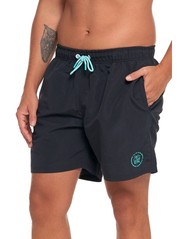 Szorty kąpielowe - Szorty kąpielowe męskie plus size z kieszeniami na zamek CZARNY - produkt 1